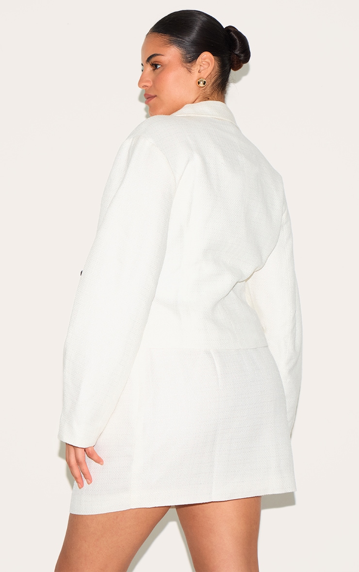 Plus Blazer bouclé crème à taille cintrée image 2