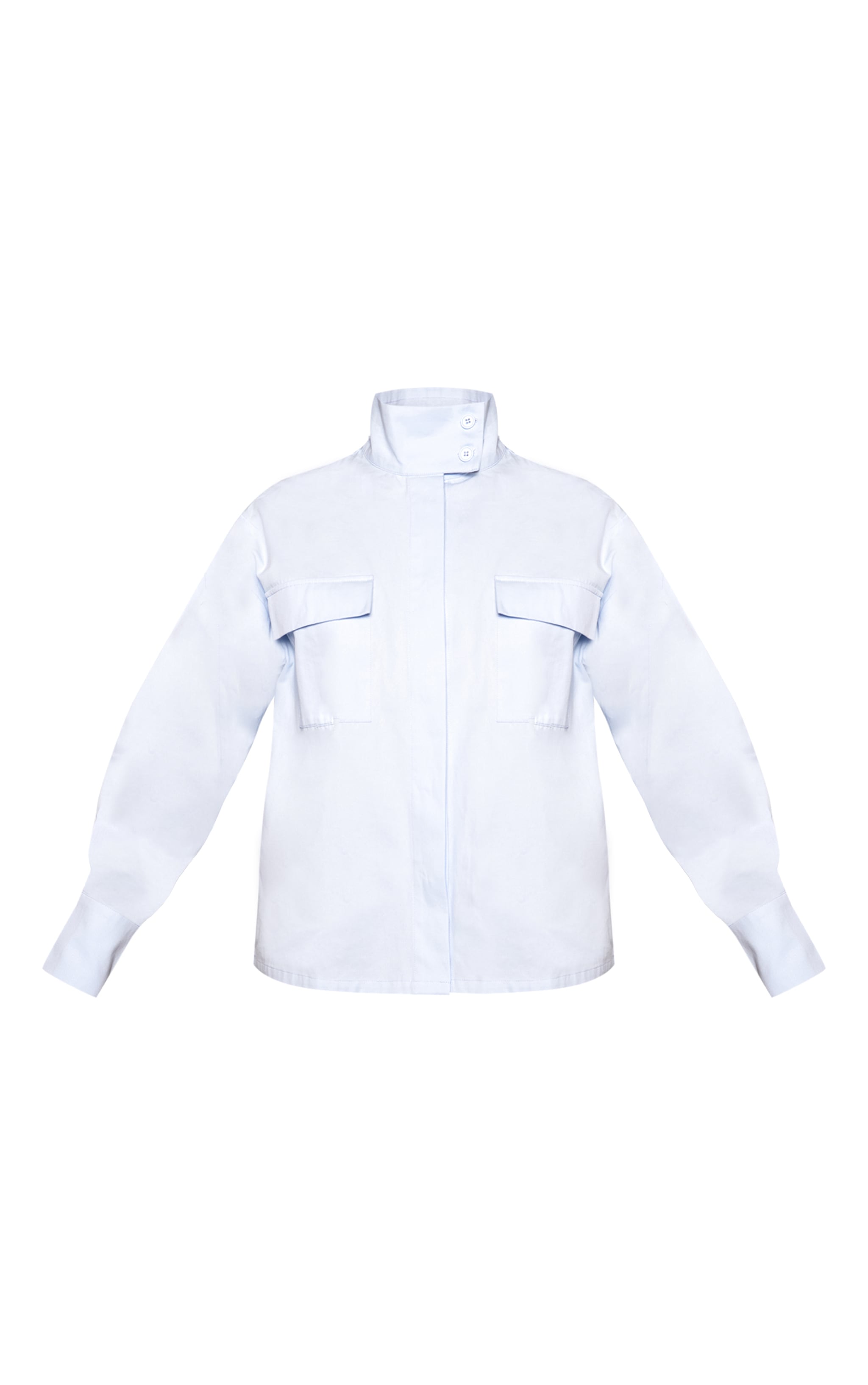 Blue Cotton Funnel Neck Boxy Shirt  image 5