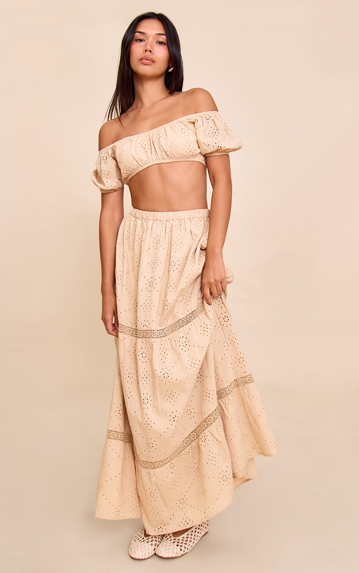 Sand Broderie Floaty Maxi Skirt image 1