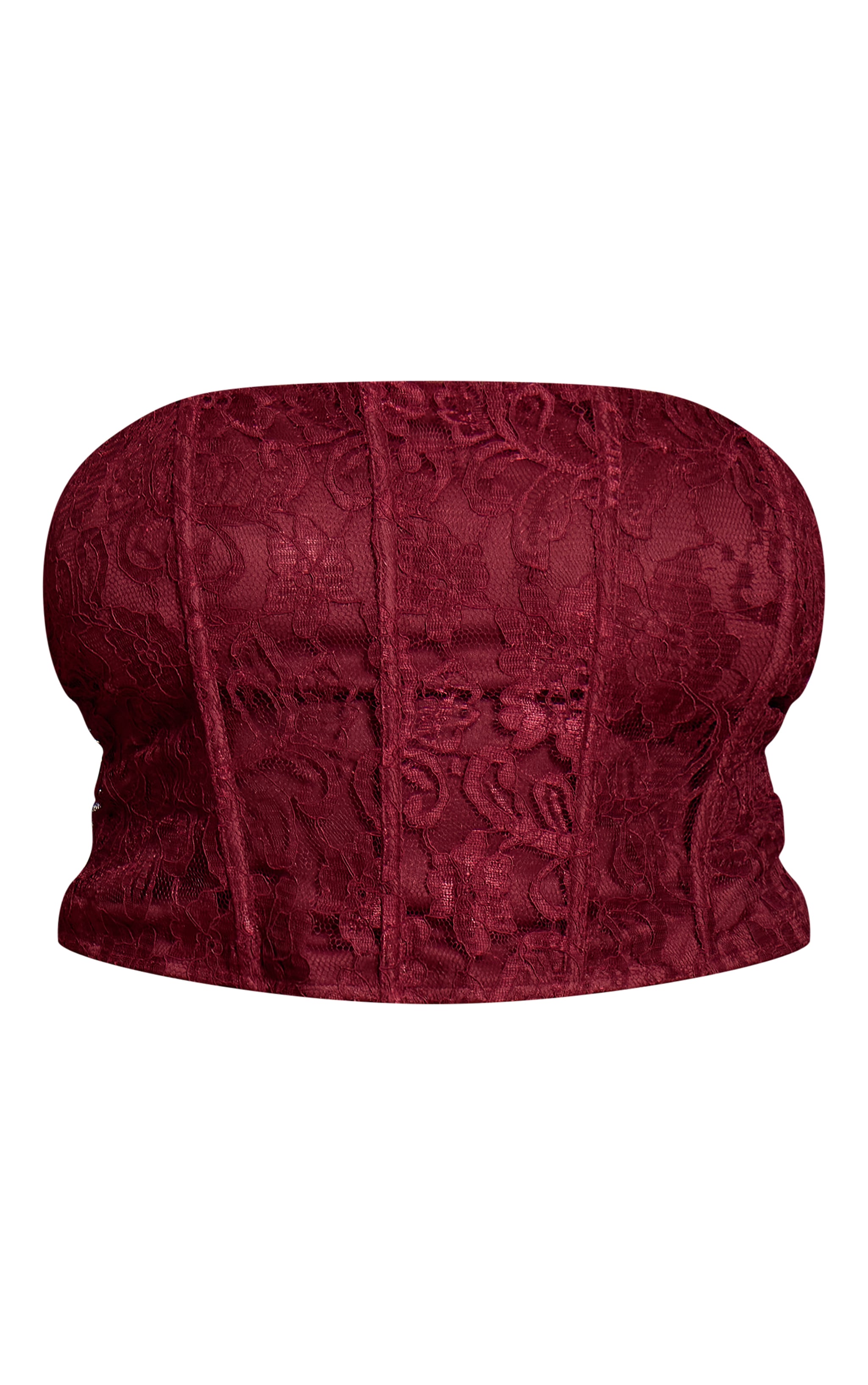 Plus Top corset bustier en dentelle rouge vin à lisérés structurants image 5
