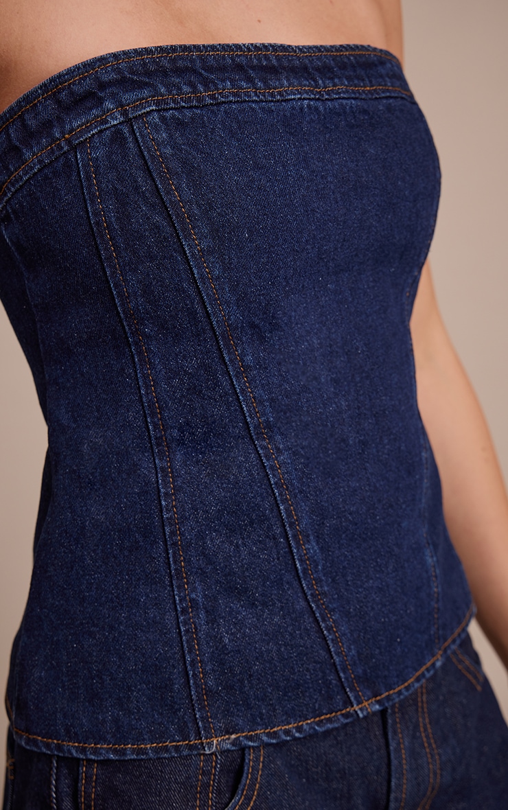 Top corset bustier en jean indigo sans bretelles image 4