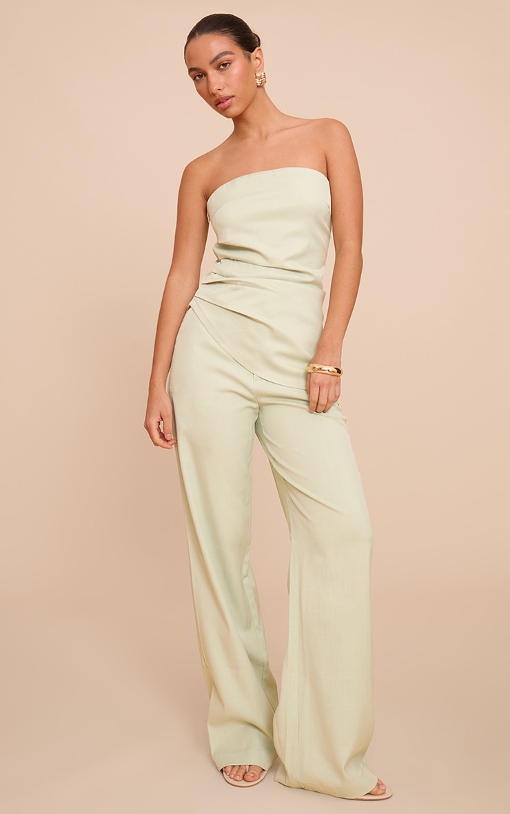 Pale Lime Tailored Woven Bandeau Top image 3