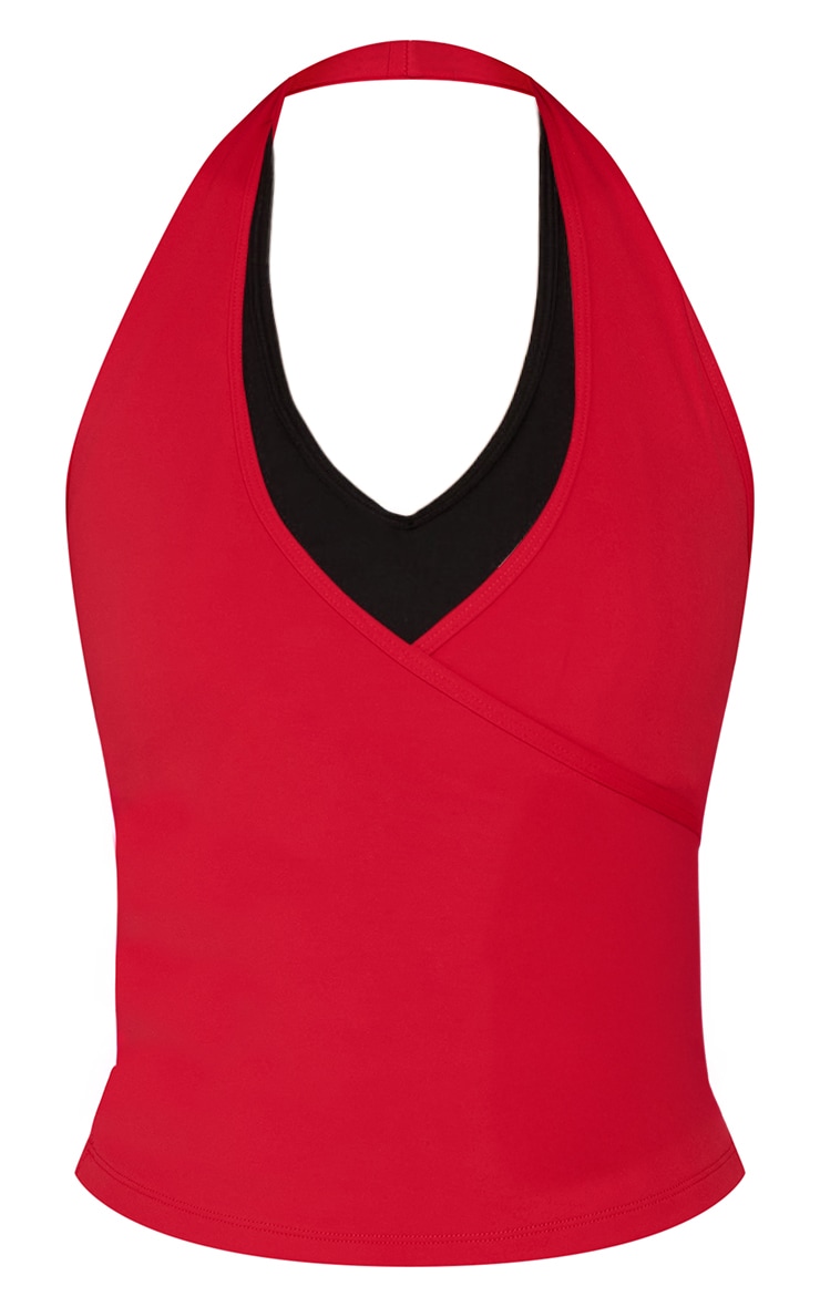 Red V Front Double Layer Gym Vest image 5