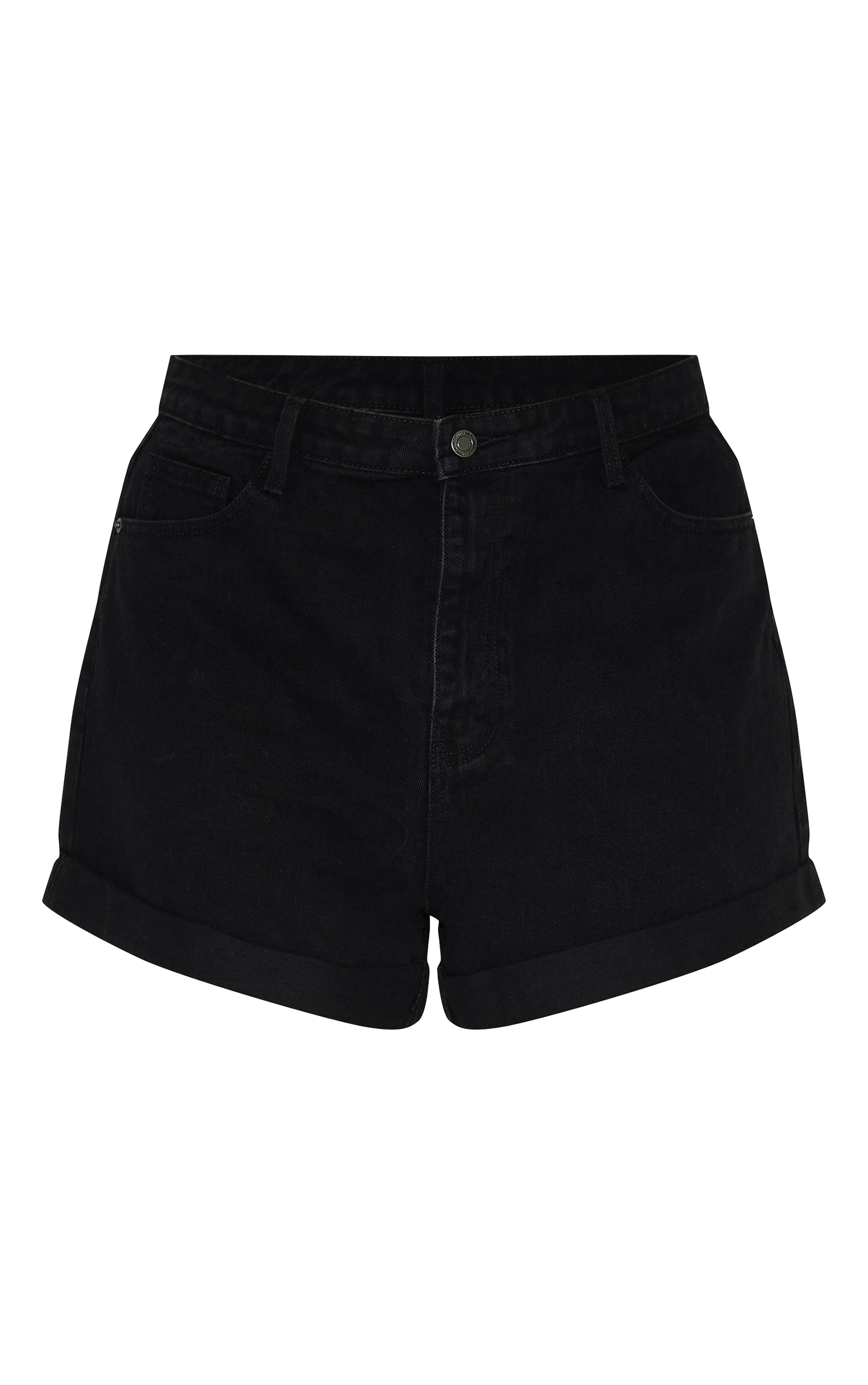 Plus Washed Black Turn Up Hem Mom Short image 6