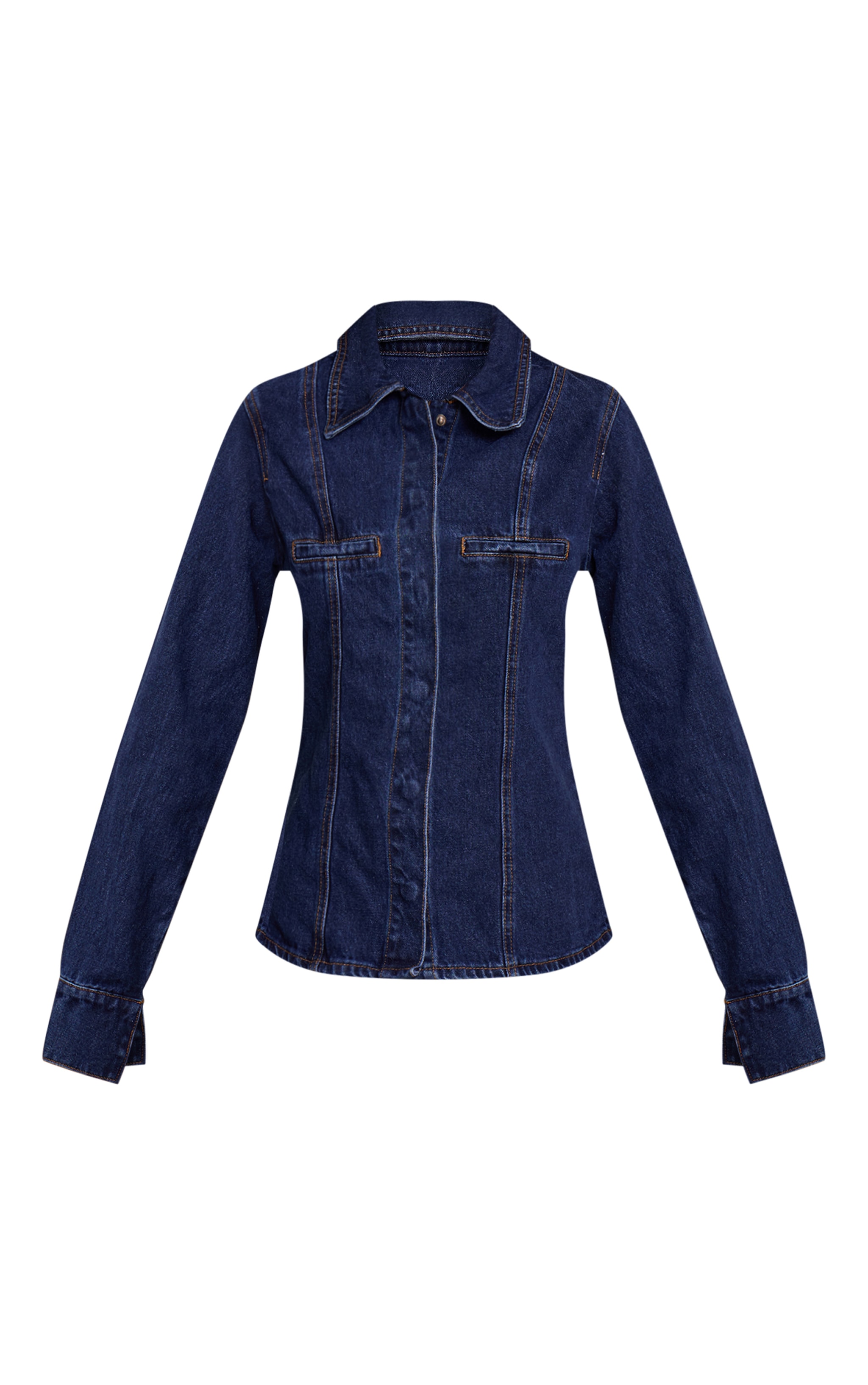 Indigo Fitted Seam Detail Shirt image 5