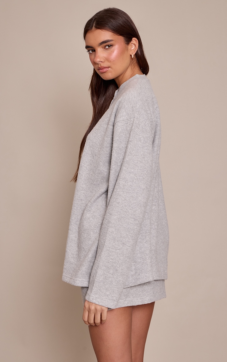 Grey Super Soft Split Front Boxy Cardigan image 2