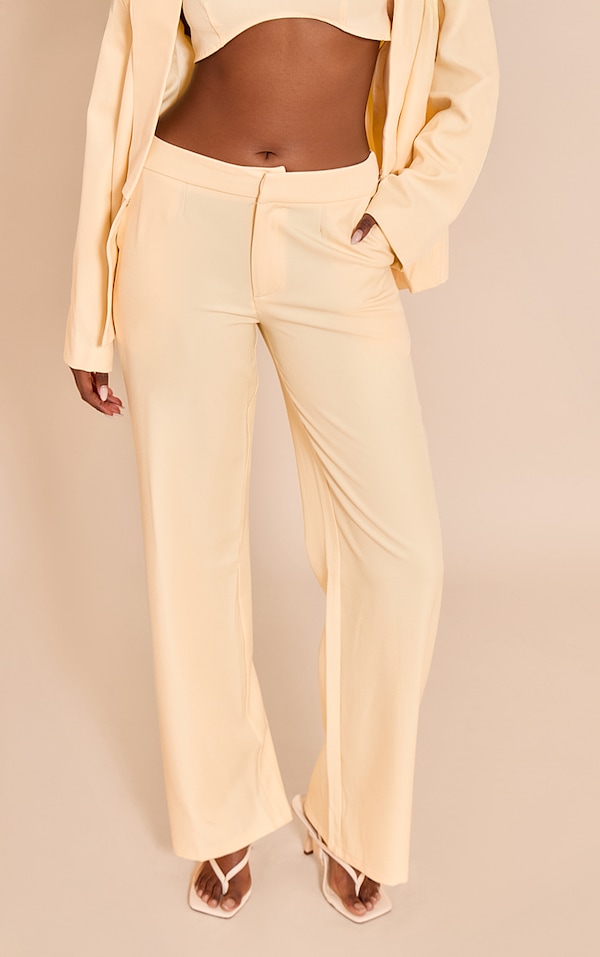 Butter Yellow Tailored Straight Leg Pants