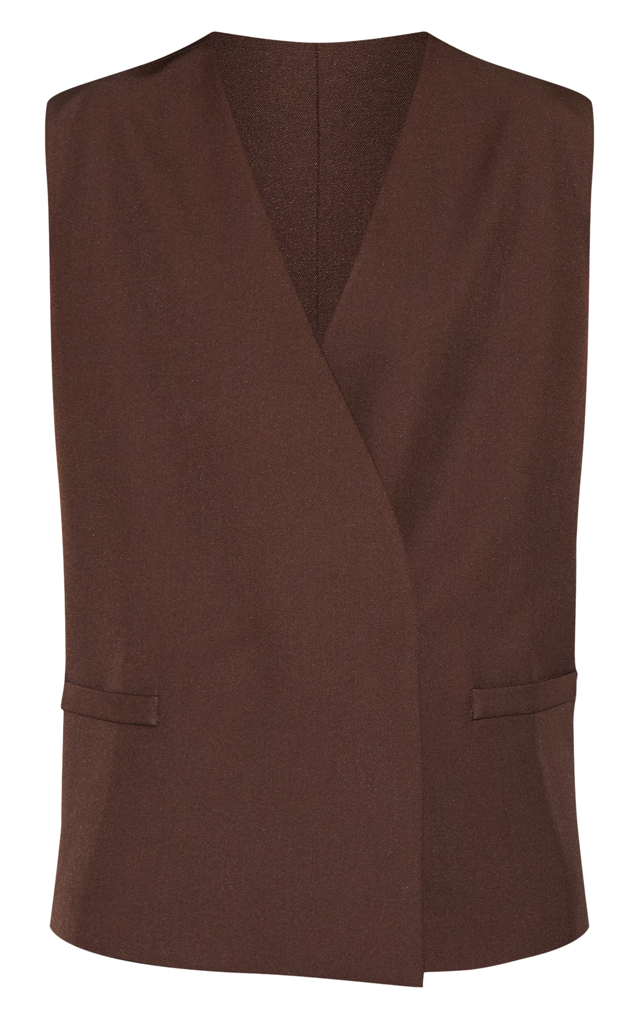 Gilet tissé chocolat sans revers à épaulettes oversize image 5