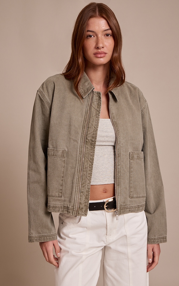 Washed Olive Carpenter Denim Jacket