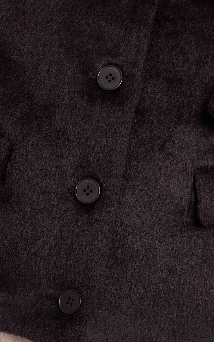 Black Brushed Wool Single Breasted Jacket image 4