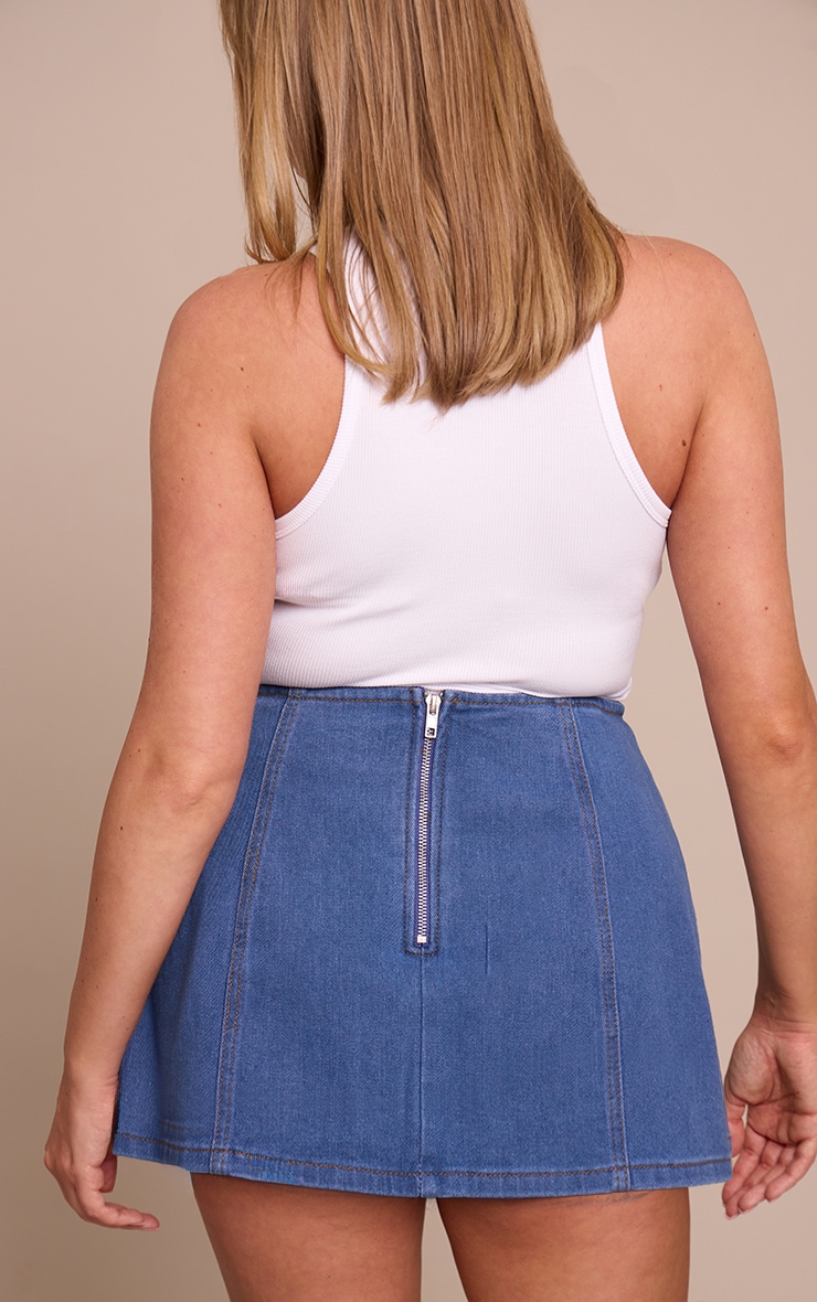 Shape Dark Blue Stretch Denim A Line Skort image 3