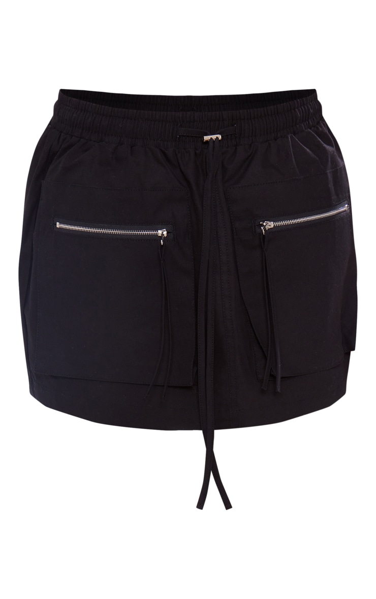 Black Ripstop Pocket Front Cargo Mini Skirt image 5