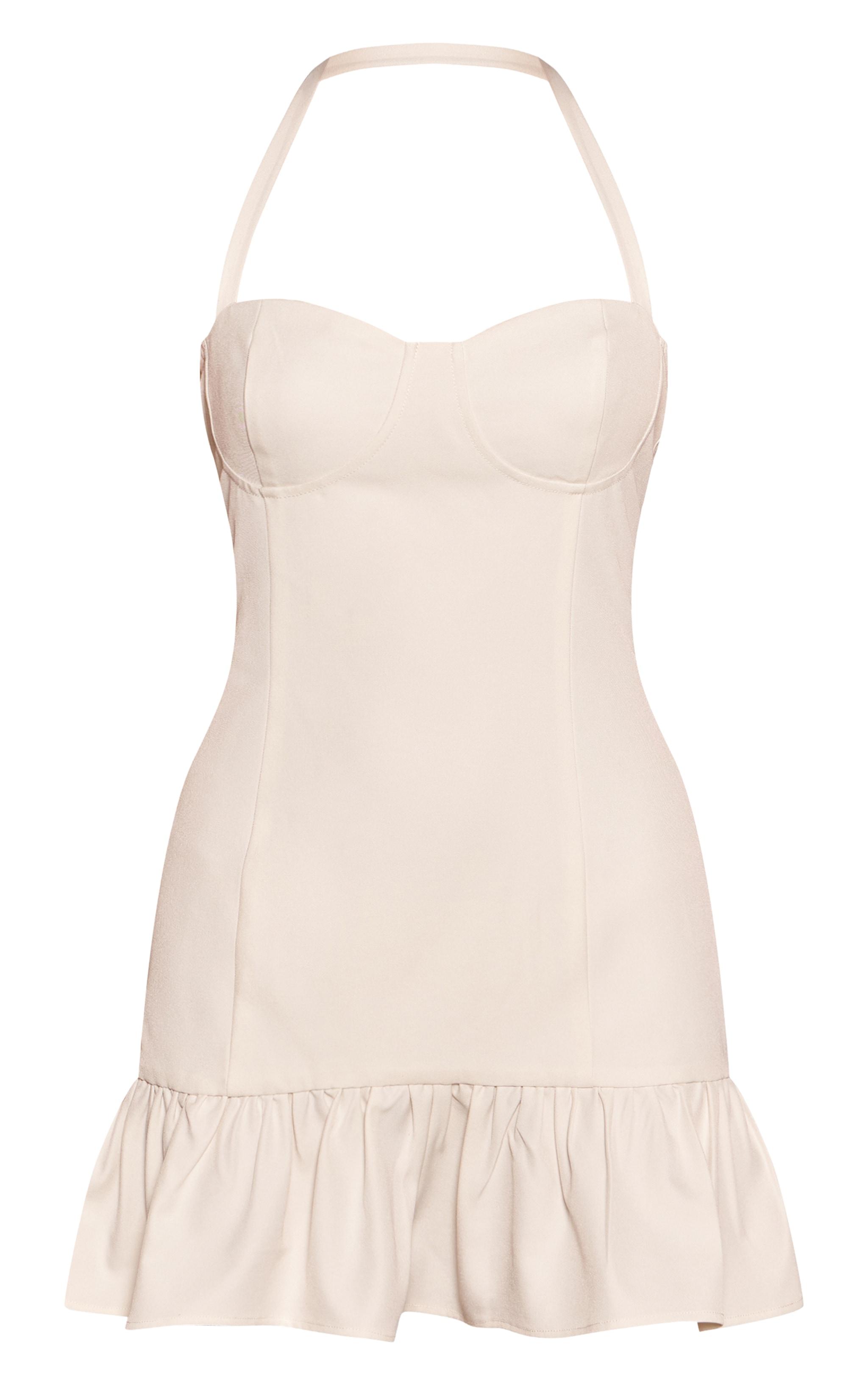 Cream Woven Halterneck Shift Mini Dress image 5