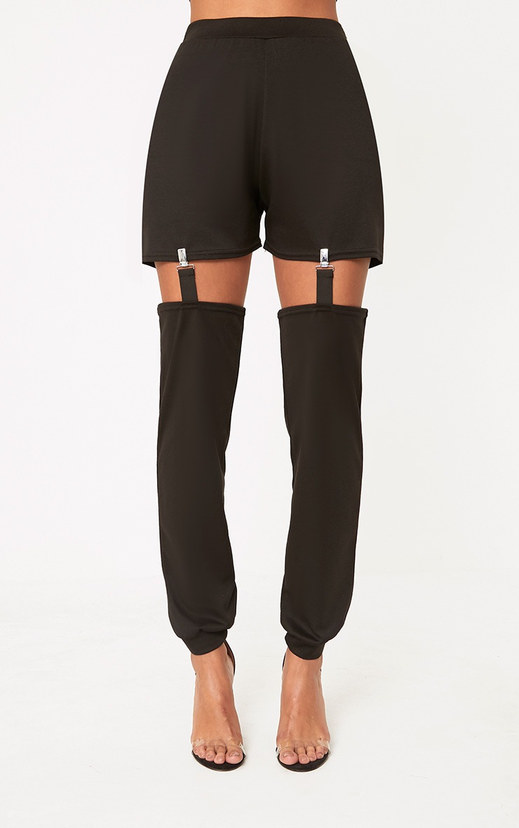 Black Suspender Joggers Trousers PrettyLittleThing