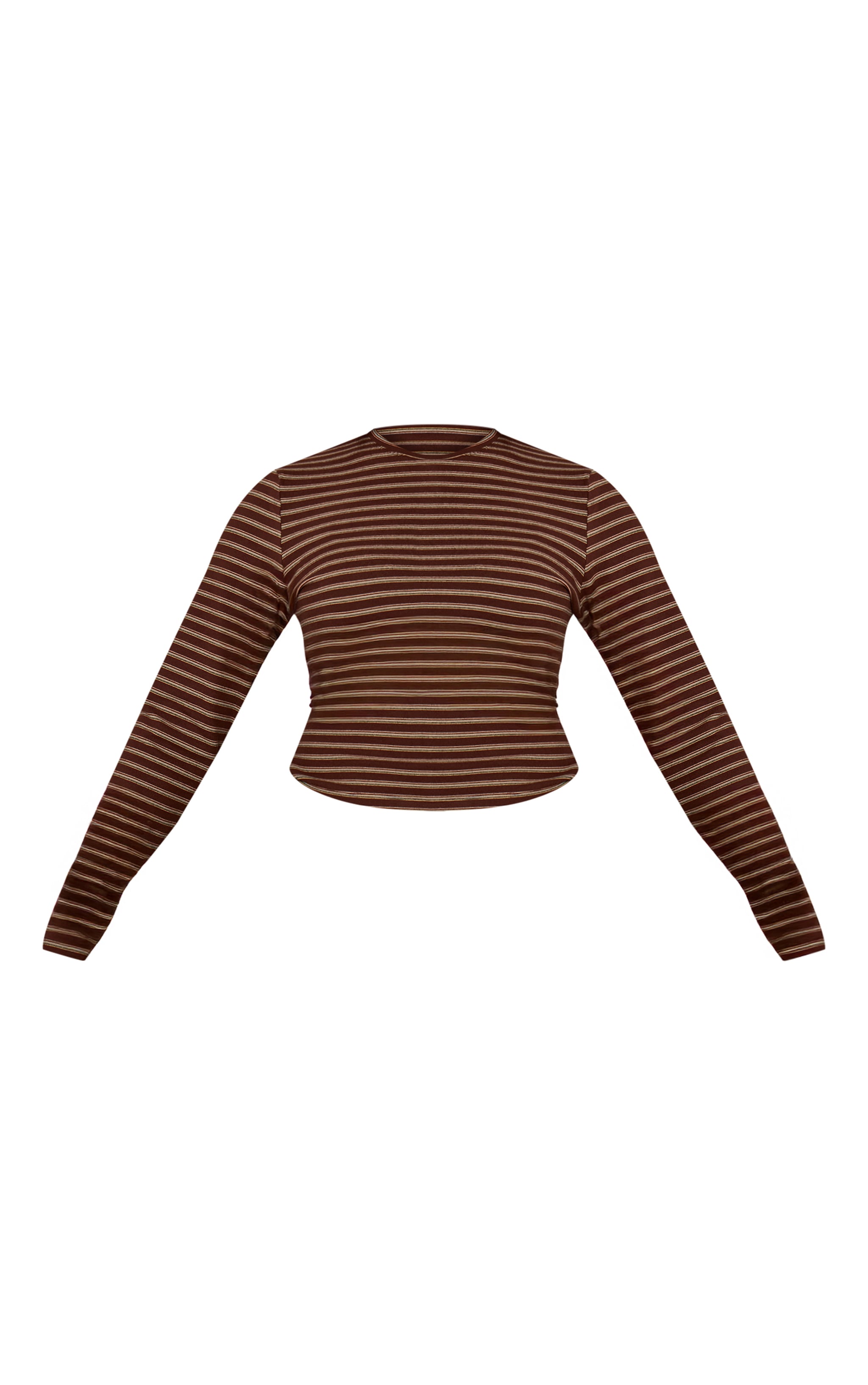 Plus Chocolate Striped Soft Fleece Long Sleeve Top image 5