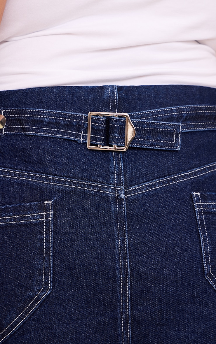 Plus Indigo Contrast Stitch No Waistband Denim Mini Skirt image 5