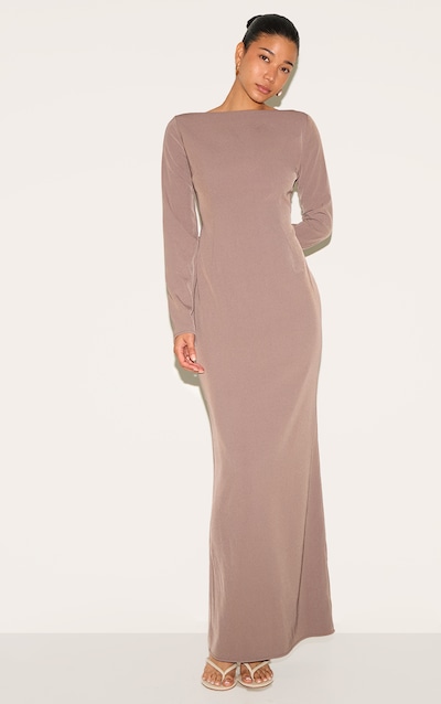 Mushroom Tailored Boat Neck Maxi Dress