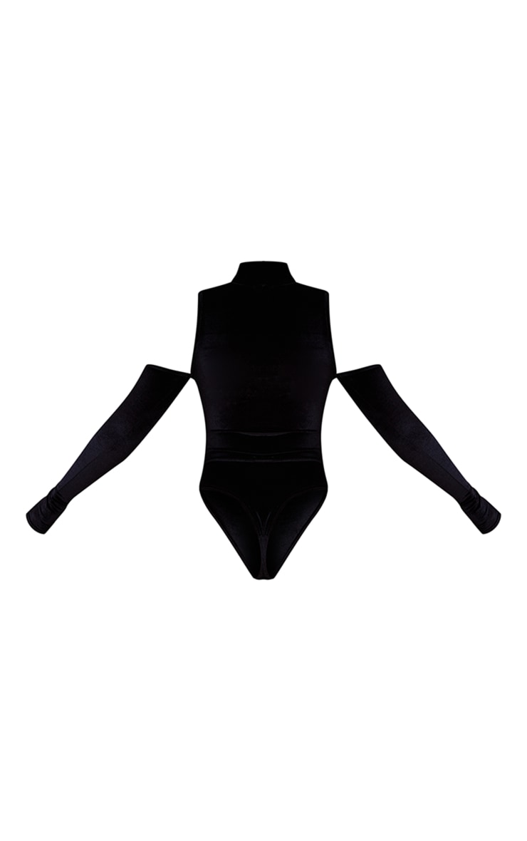 Black Velvet Cut Out One Shoulders Bodysuit image 6