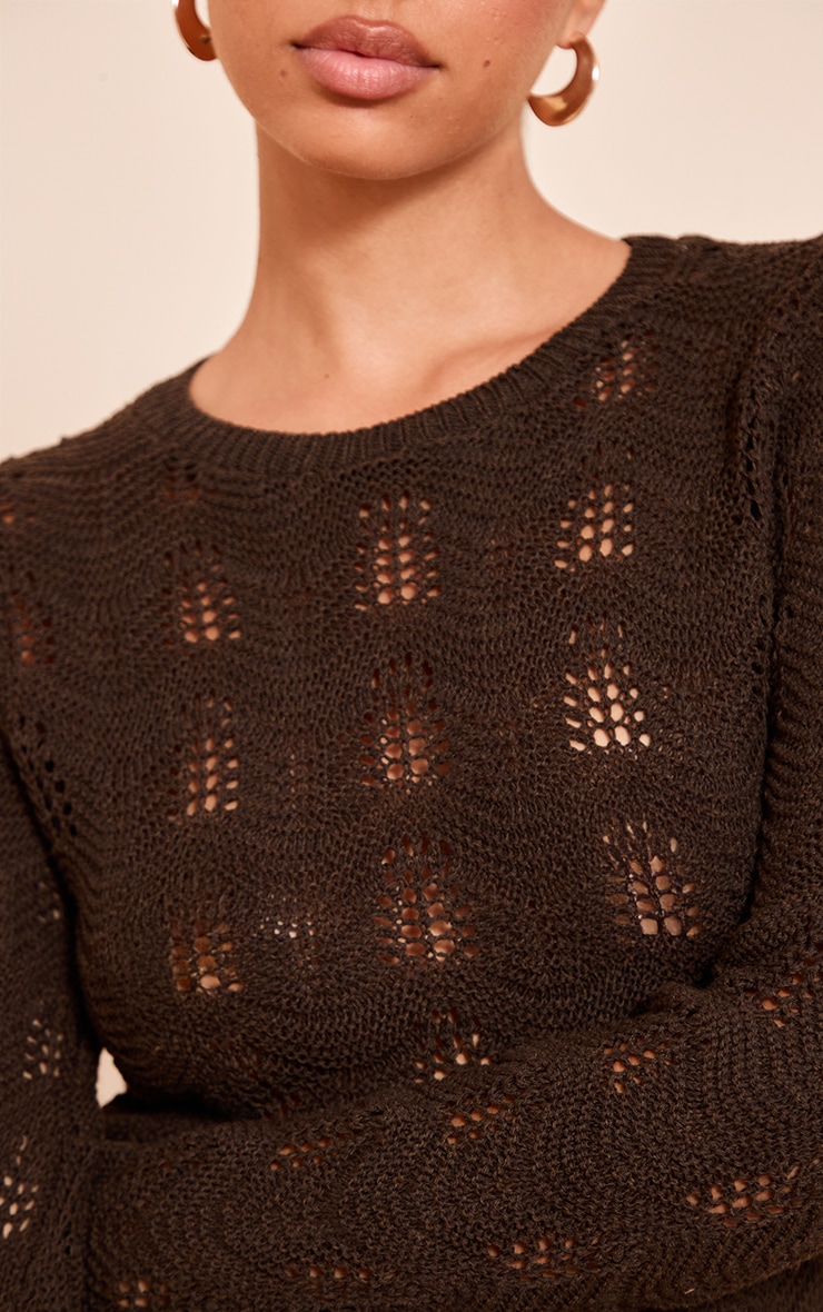 Chocolate Long Sleeve Backless Mini Dress image 4