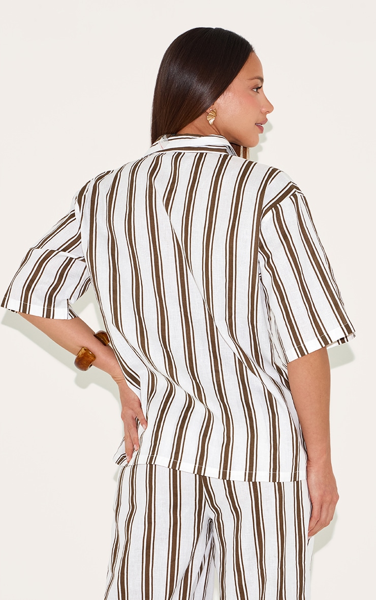 Tall Chemise oversize en effet lin beige à rayures image 2