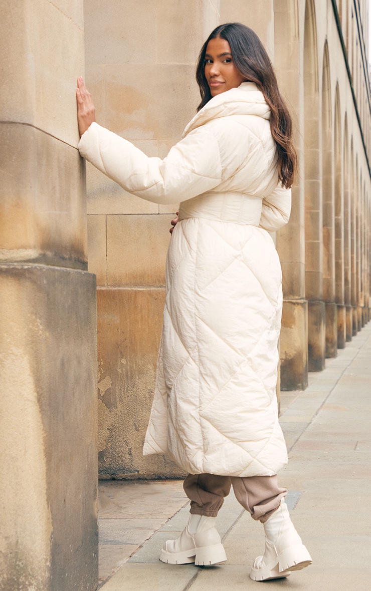  Stone Corset Middle Quilted Maxi Puffer Coat image 2