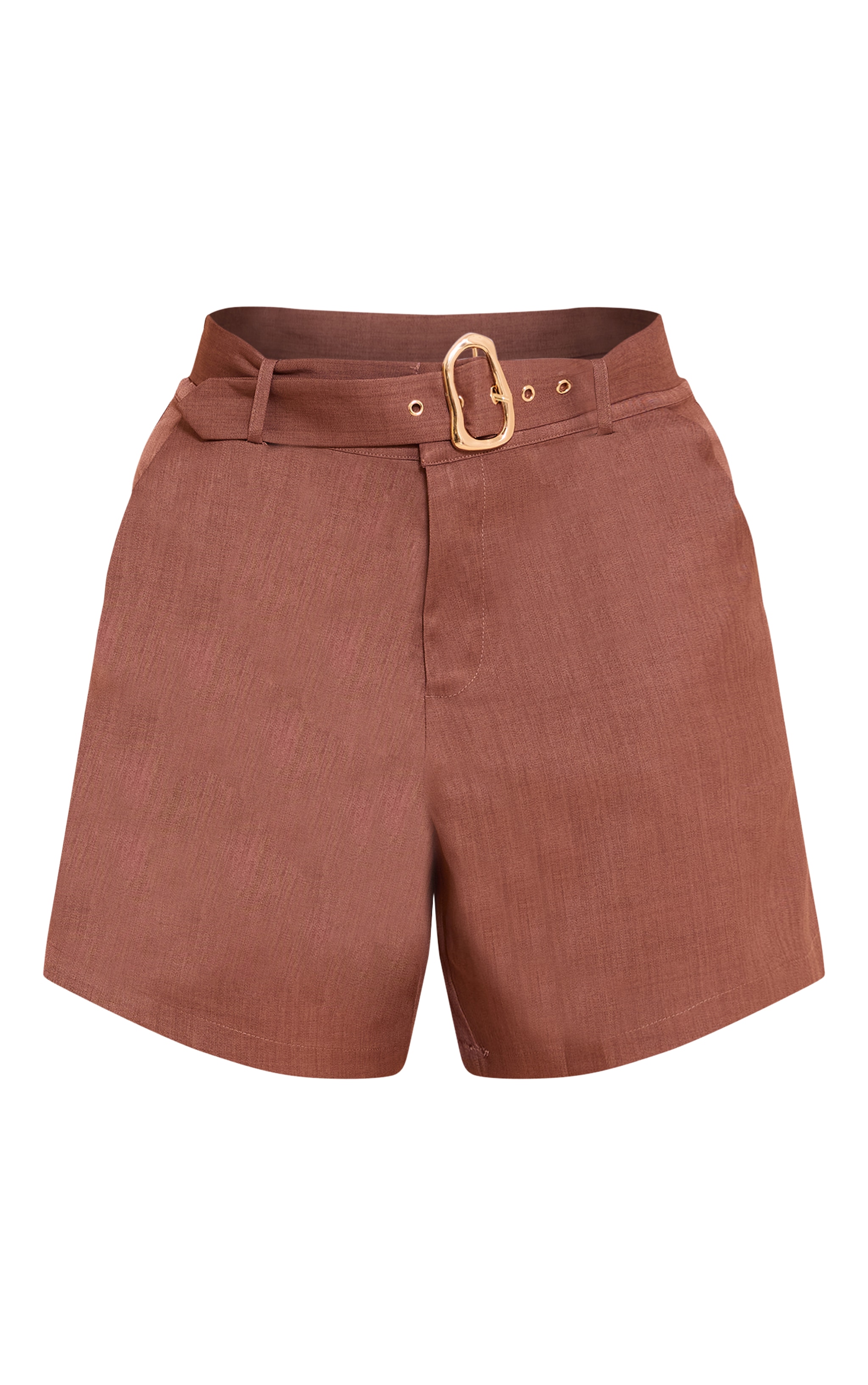 Shape Chocolate Gold Wave Trim Tailored Jorts image 6