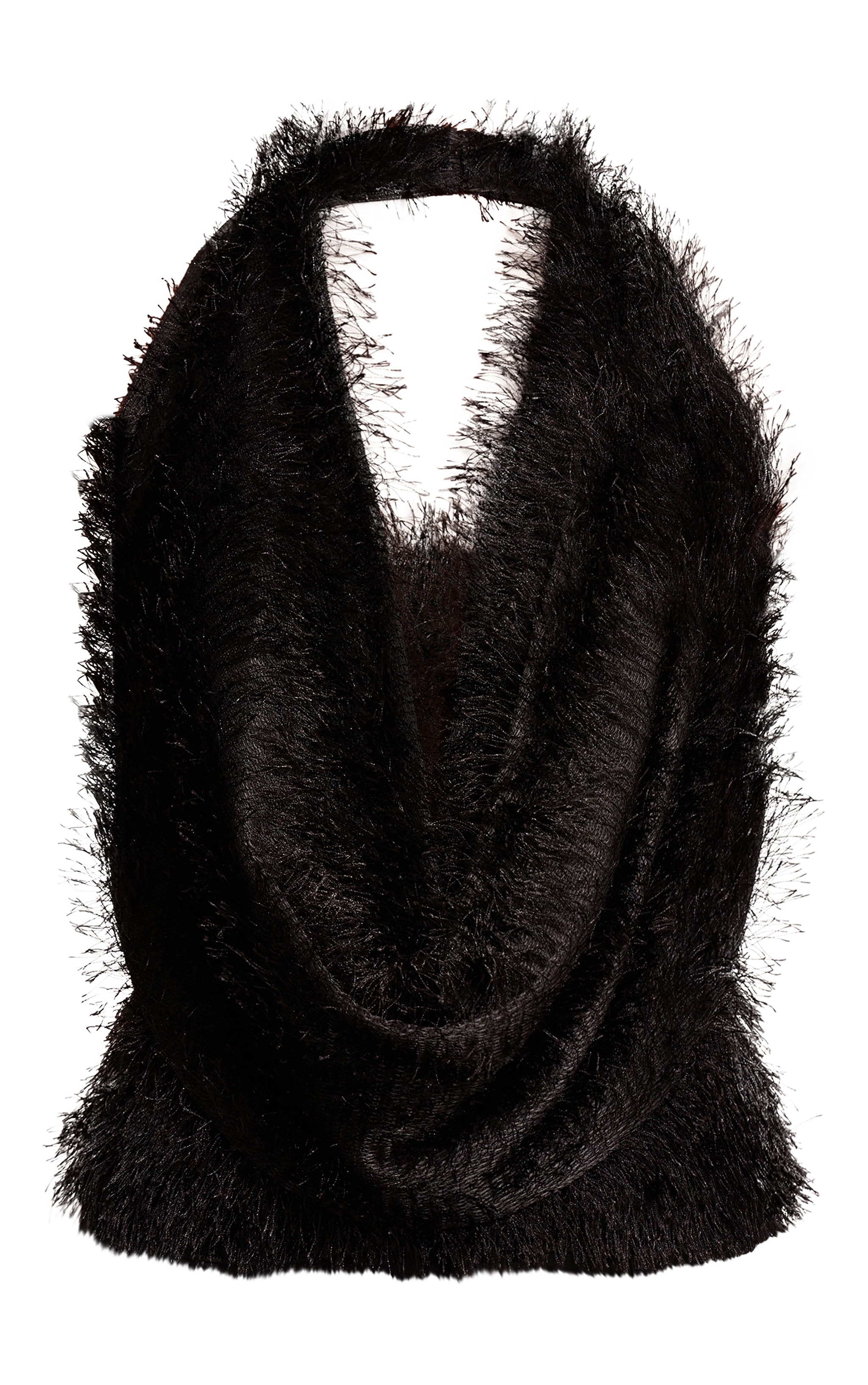 Black Textured Cowl Halterneck Top image 5