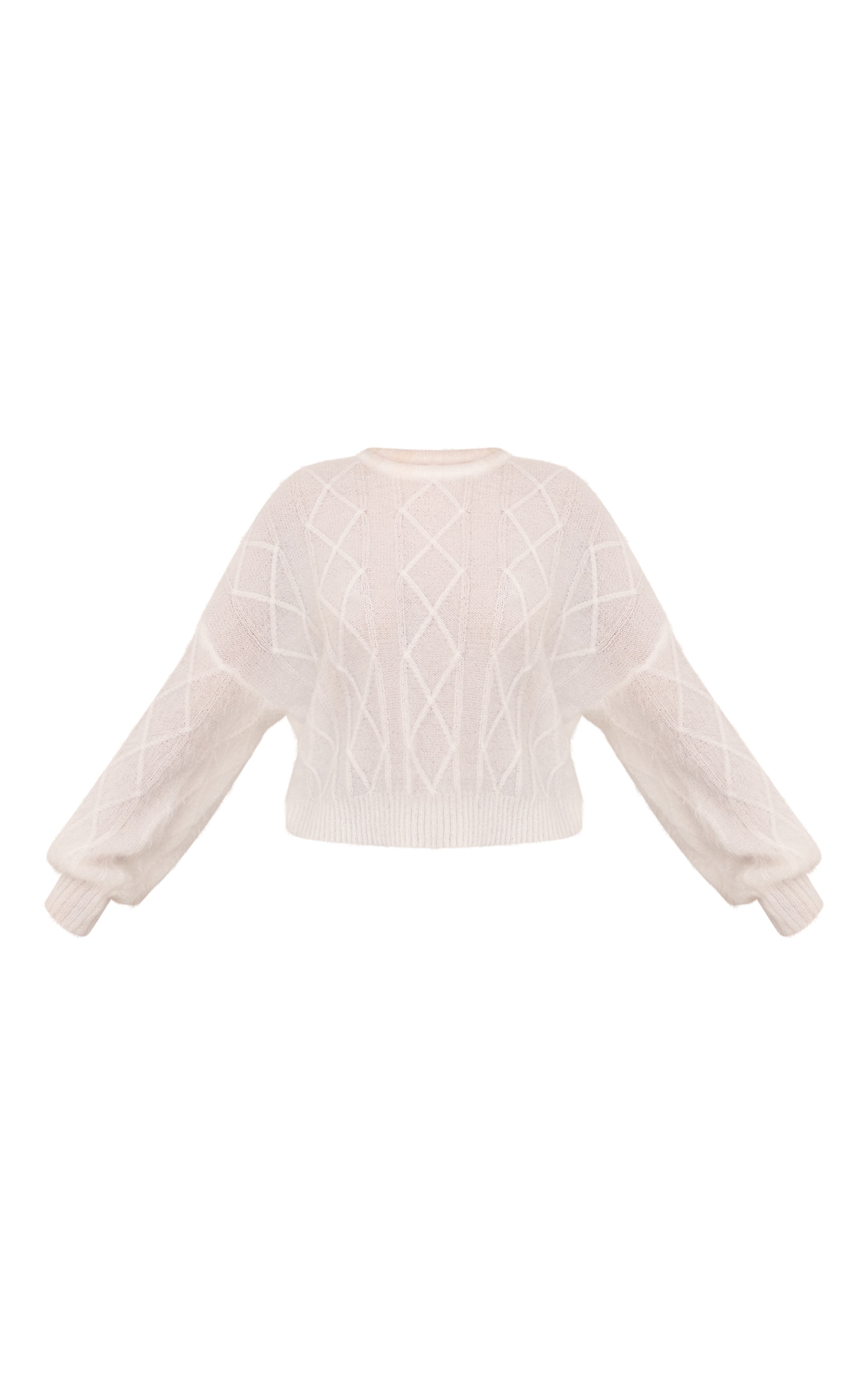 White Candyfloss Knit Cable Knit Sweater image 5