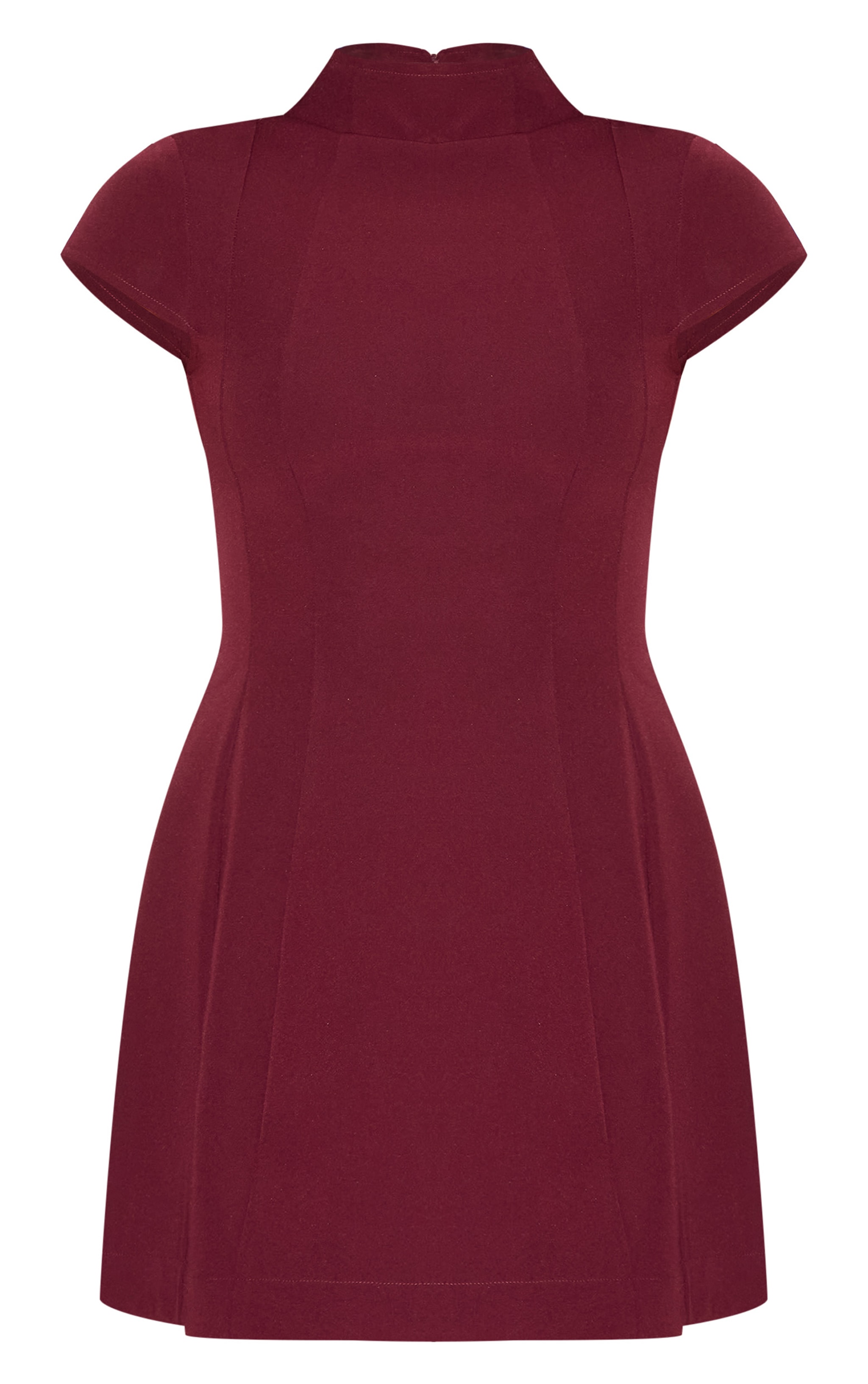 Tall Mini robe rouge vin à col montant et taille cintrée image 5
