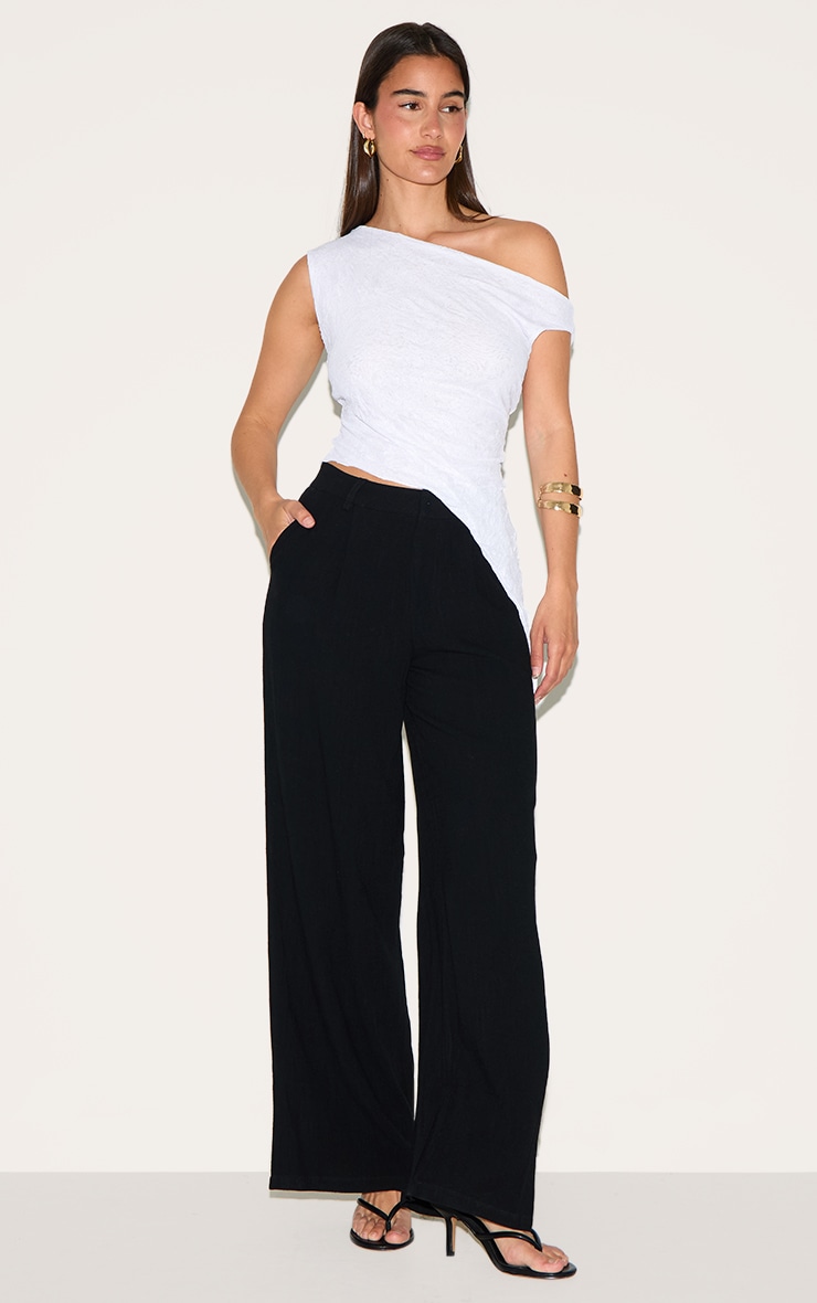 Haut Blanc Asymétrique en Mesh Crêpe image 3