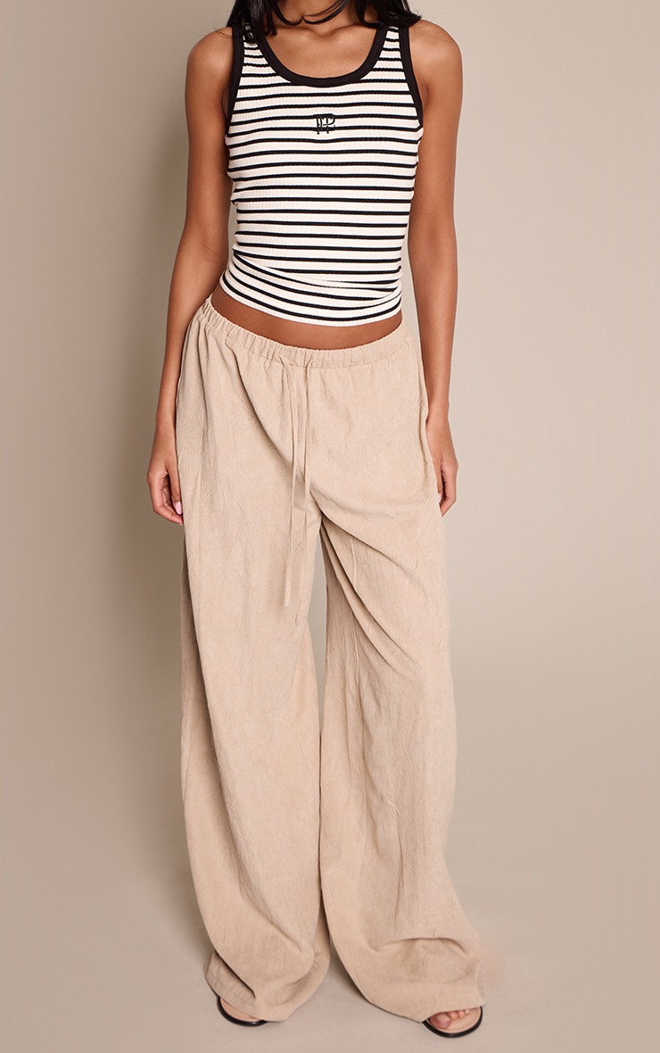 Tall Crinkle Sand Peachskin Wide Leg Pants image 4