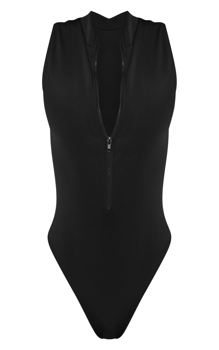 Black High Neck Scuba Swimsuit image 1