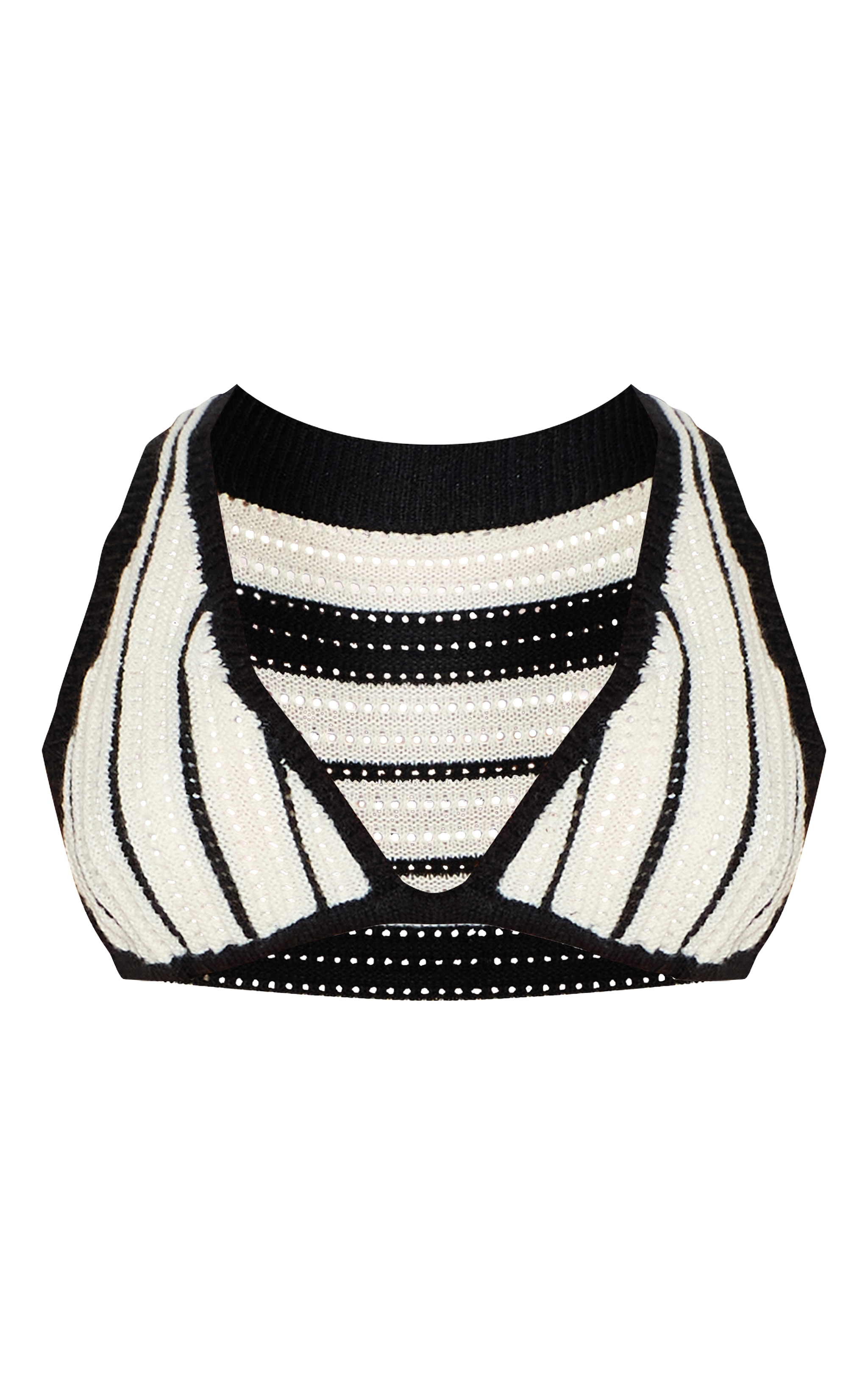 Petite Monochrome Crochet Knit Open Back Bralet image 5