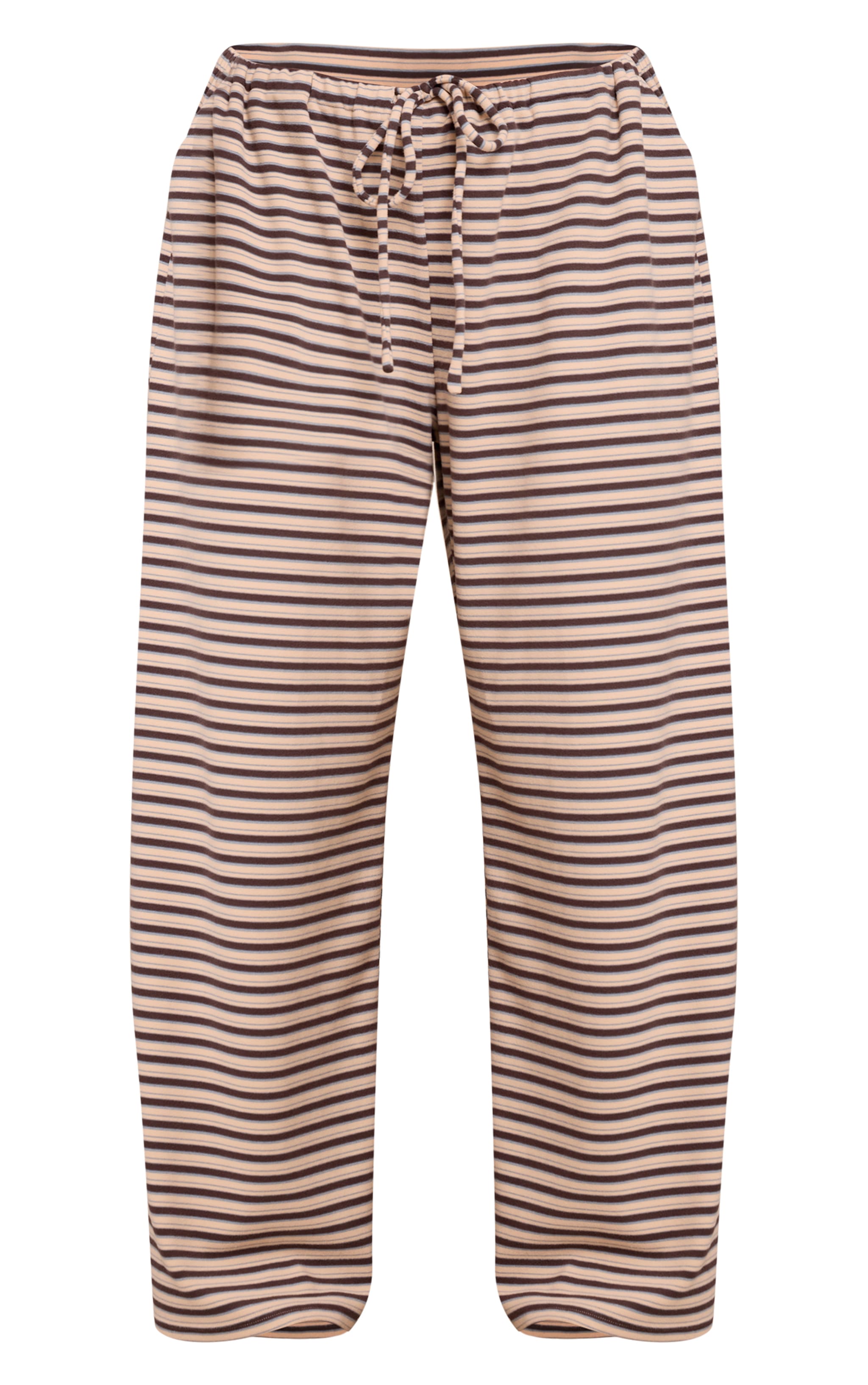Plus Brown Striped Soft Fleece Straight Leg Sweatpants image 5