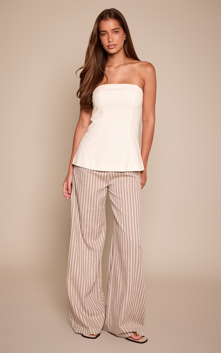 Cream Linen Longline Bandeau Top image 3