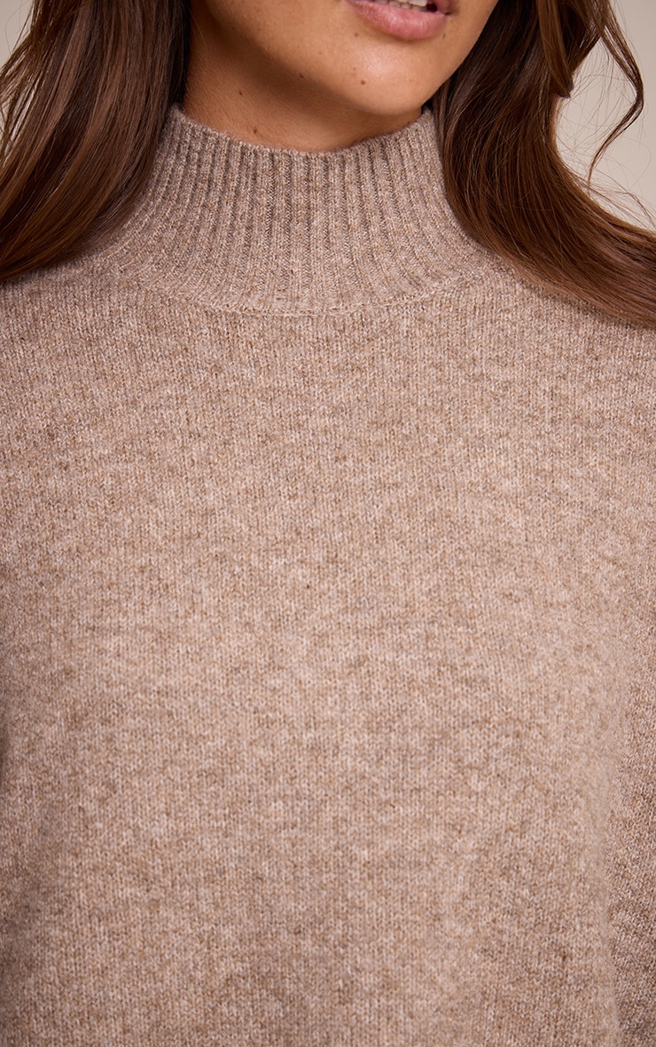 Taupe Oversized Polo Neck Knitted Jumper image 4