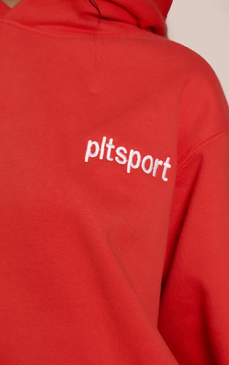 Hoodie pullover oversize en coton polaire rouge brodé "PLT Sport" image 4