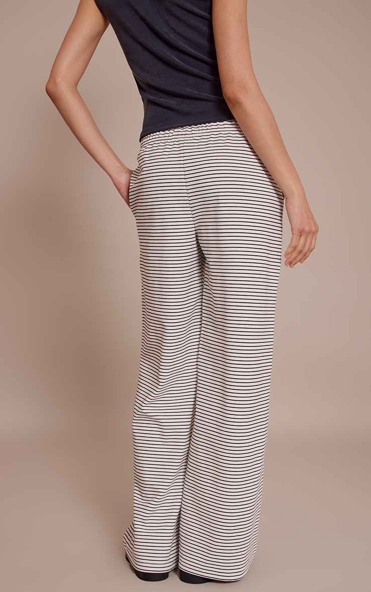 Monochrome Stripe Heavy Cotton Drawstring Wide Leg Pants image 3