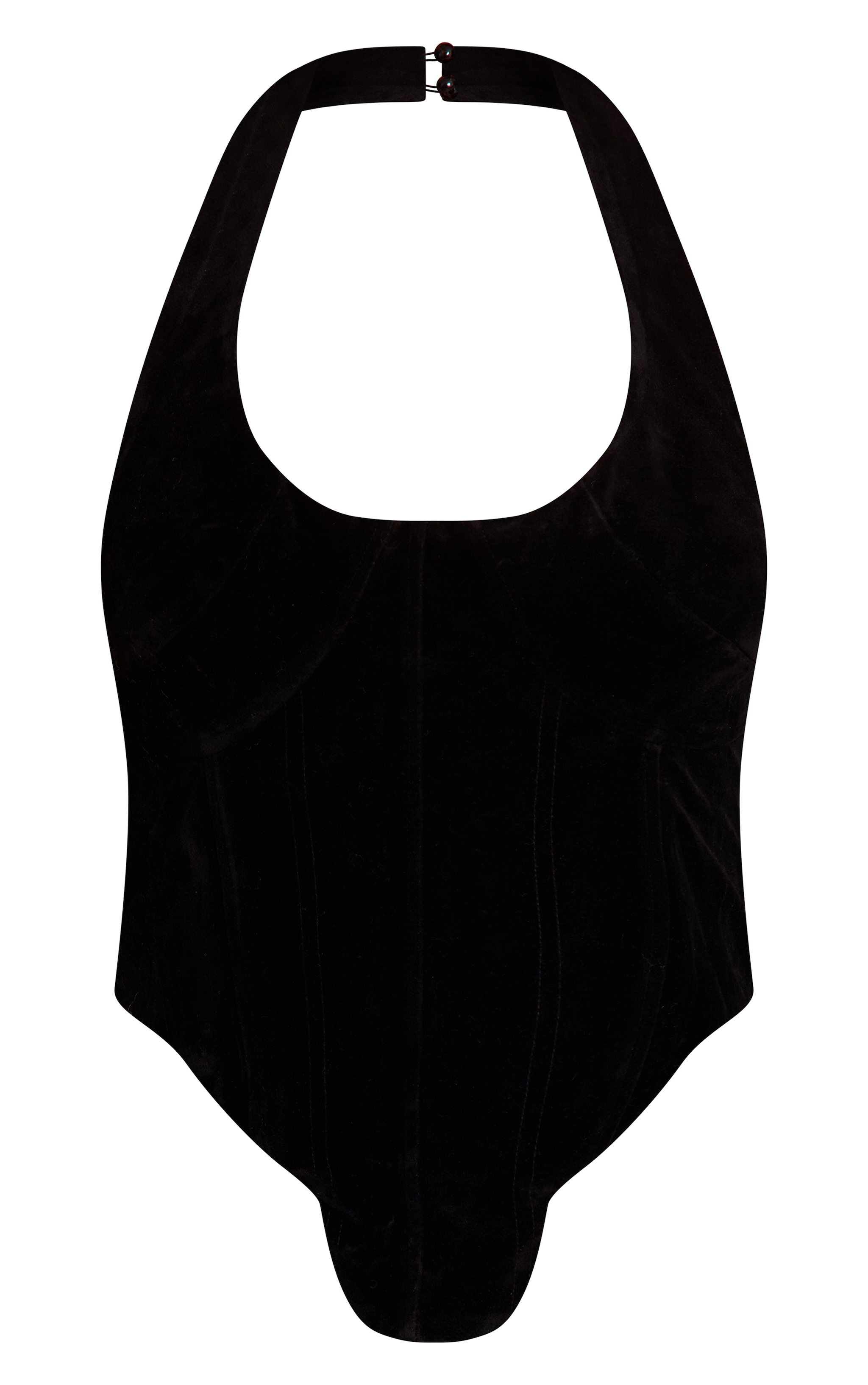 Black Faux Suede Stitching Detail Halterneck Corset  image 5