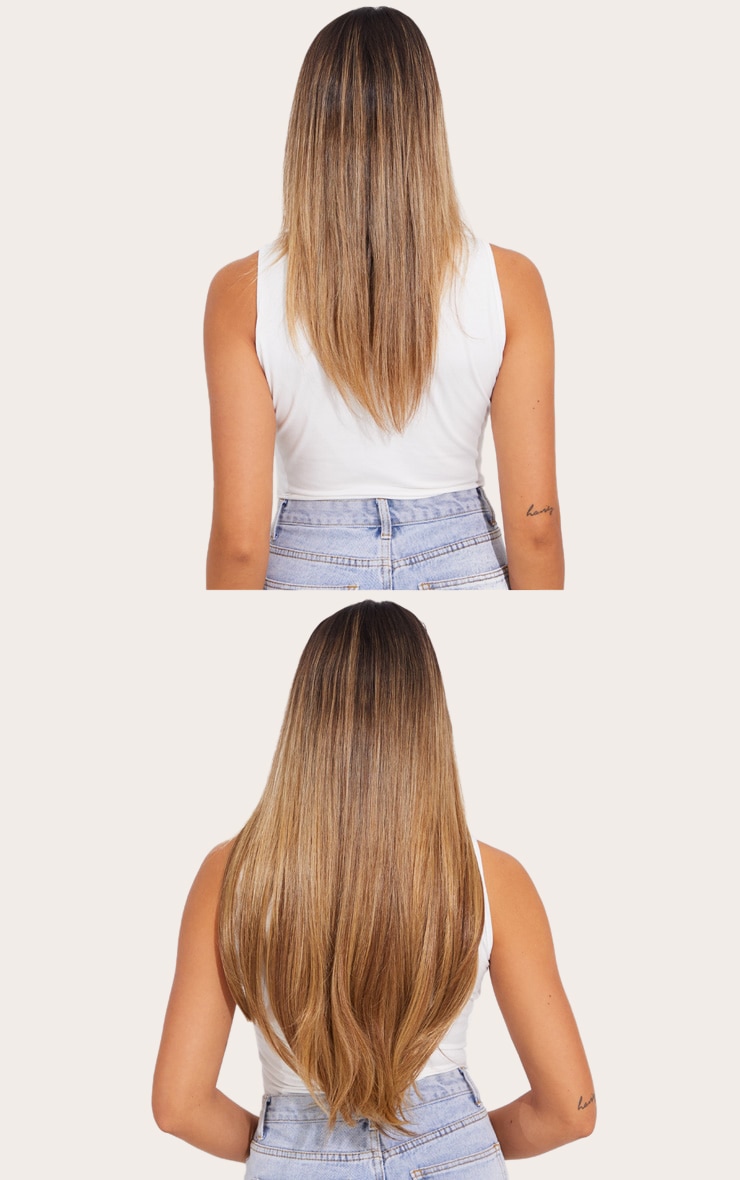 LullaBellz Super Thick 22'5 Piece Straight Clip In Hair Extensions Mellow Brown image 2