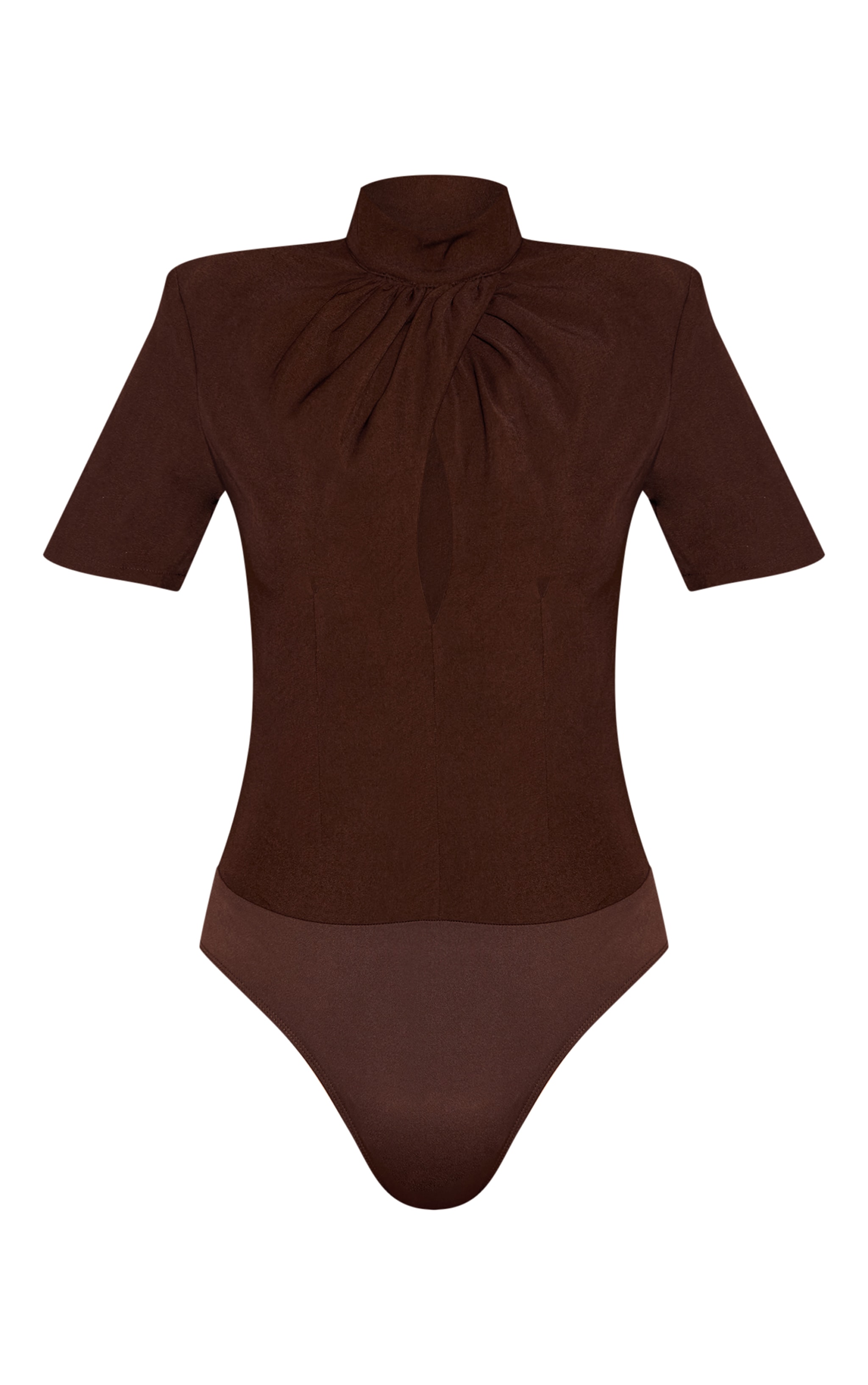 Brown Twist Detail Shoulder Pad Bodysuit image 5