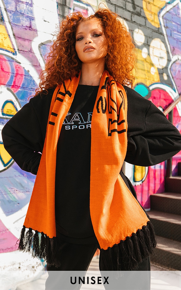 KARL KANI Orange Sport Tassel Trim Scarf
