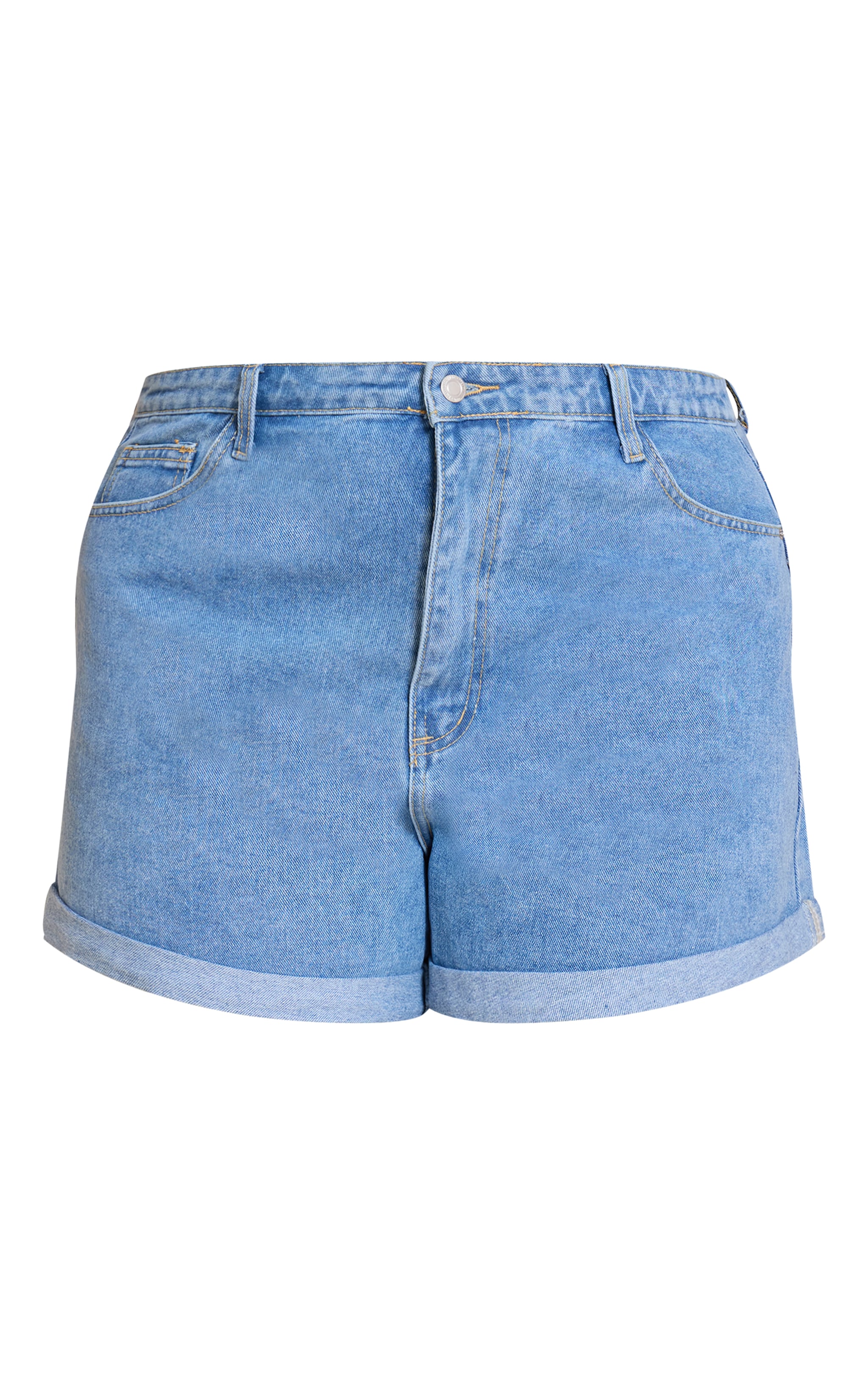 Plus Mid Blue Wash Turn Up Hem Mom Short image 6