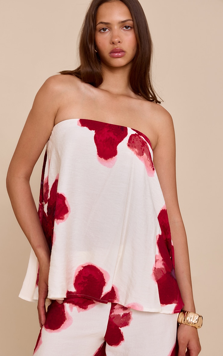 Multi Floral Print Floaty Bandeau Top image 2