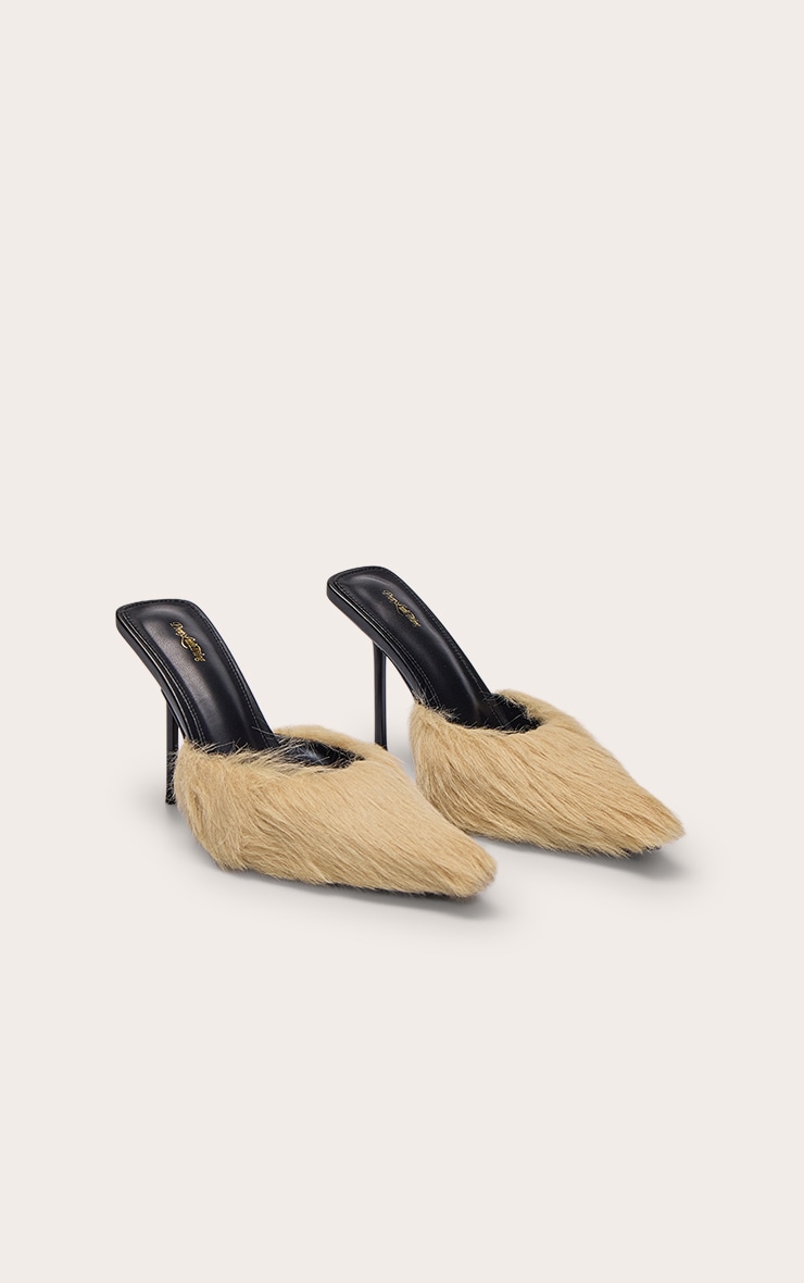 Mink Faux Fur Point Toe Heeled Mule image 3