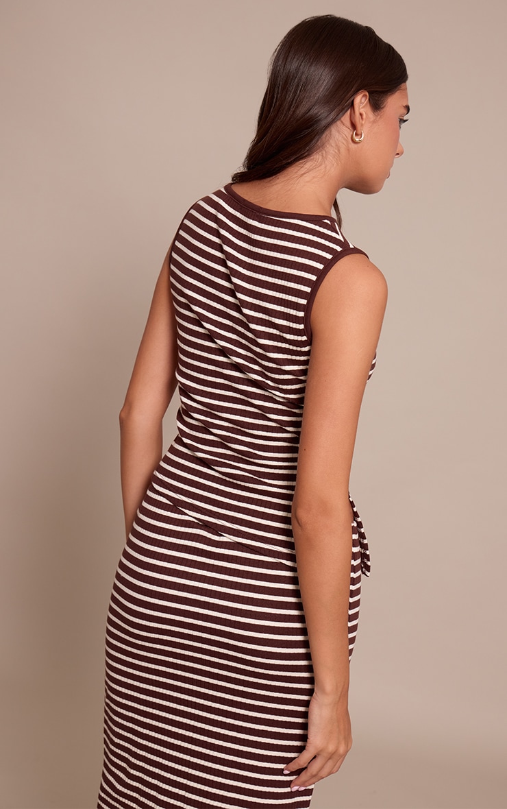 Chocolate Stripe Contrast Binding Vest Top image 2