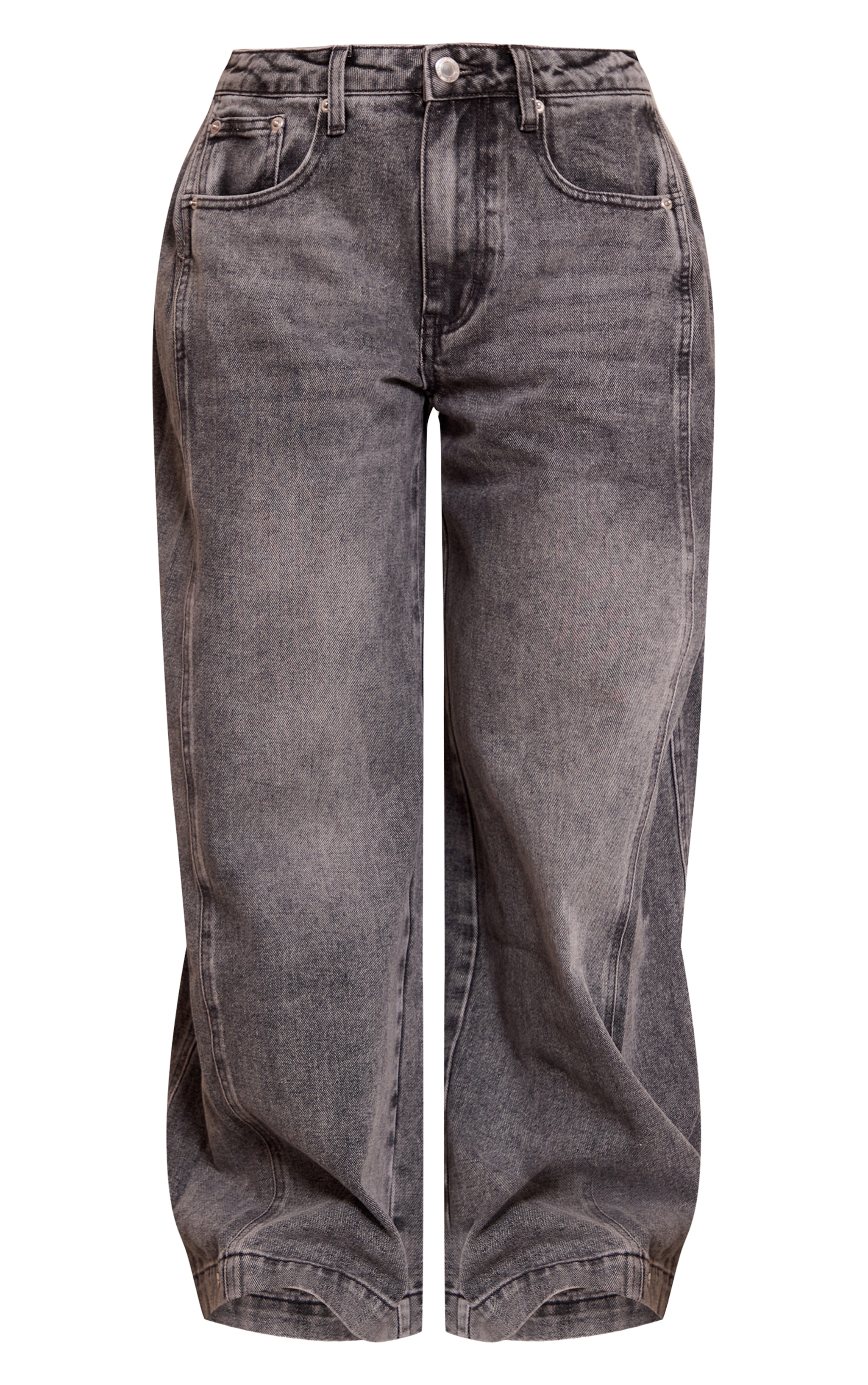 Petite Jean large gris délavé plissé sur les côtés image 5