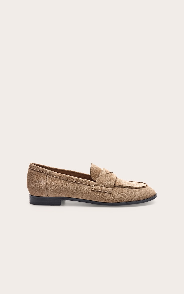 Mushroom Faux Suede Round Toe Loafers image 2