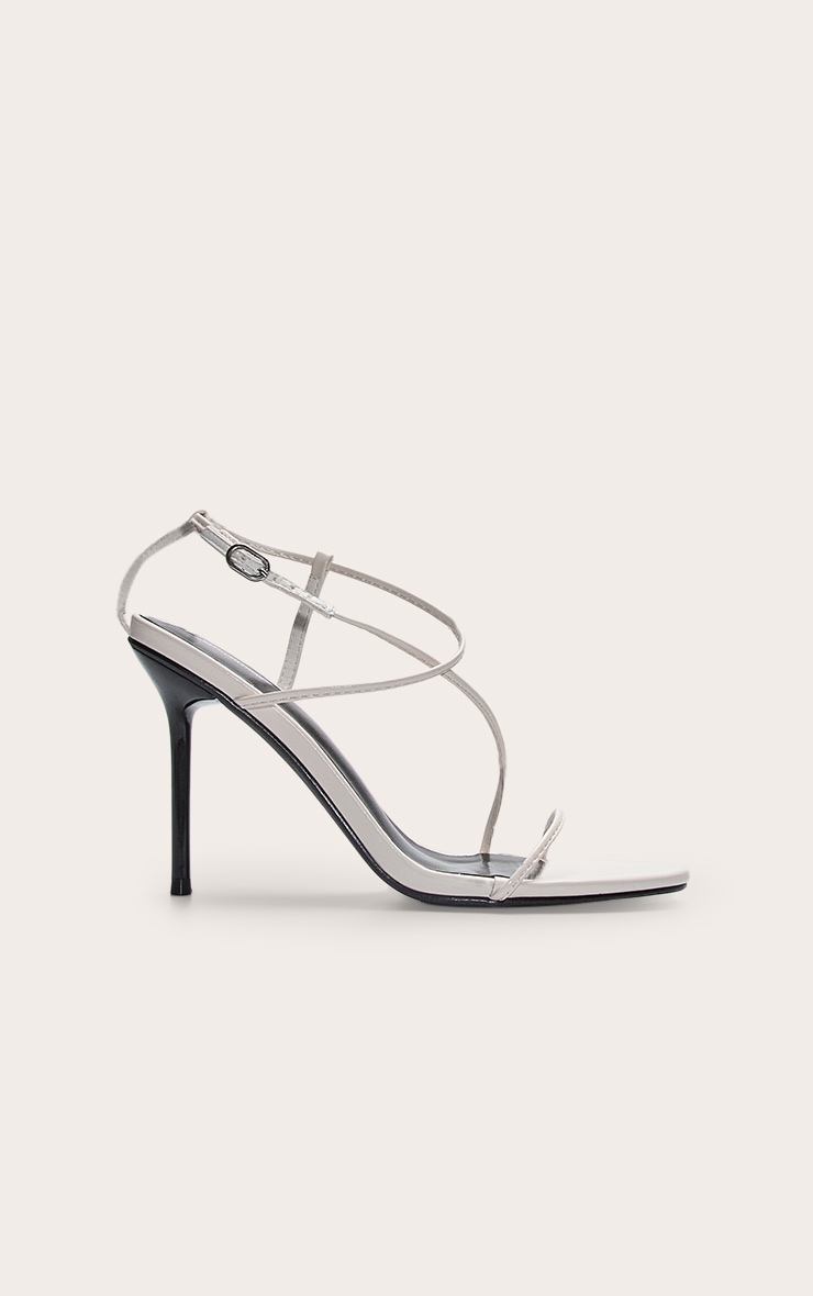 Monochrome Pu Round Toe Strappy High Stiletto Heeled Sandals image 2