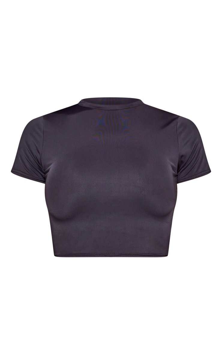 Black Matte Sculpt Short Sleeve Crop Top image 5